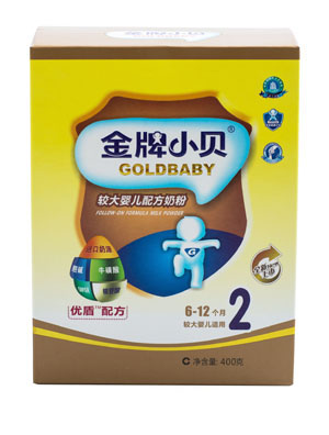 加比力较大婴儿配方奶粉2段400g盒装